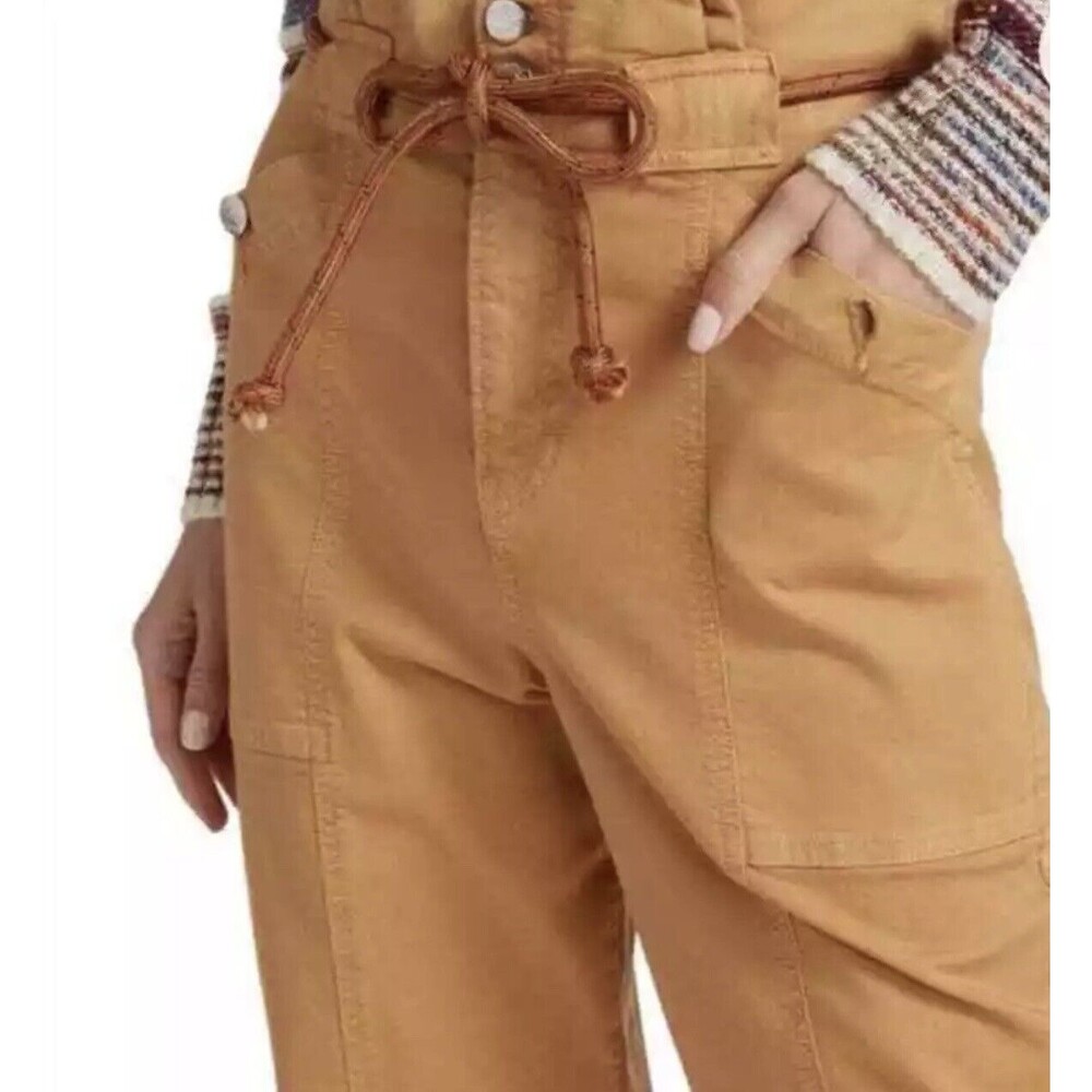 Veronica Beard Pants Womens 29 Karter Straight Leg High Rise Camel Patch Pockets - Picture 12 of 16